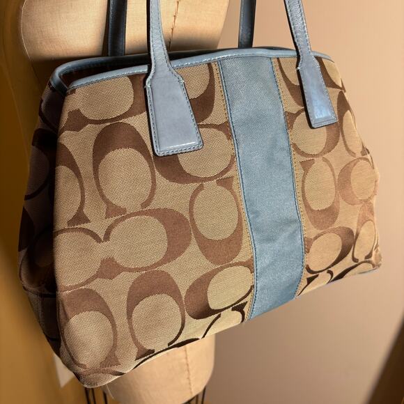 Coach Carry-all monogram light blue tote 2009 - Picture 1 of 16